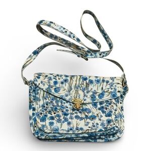 Nica Alicia Small Floral Crossbody Bag White Blue Turn Lock Spring Purse